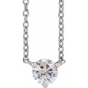 Platinum 1/5 CT Natural Diamond 3-Prong 18" Necklace