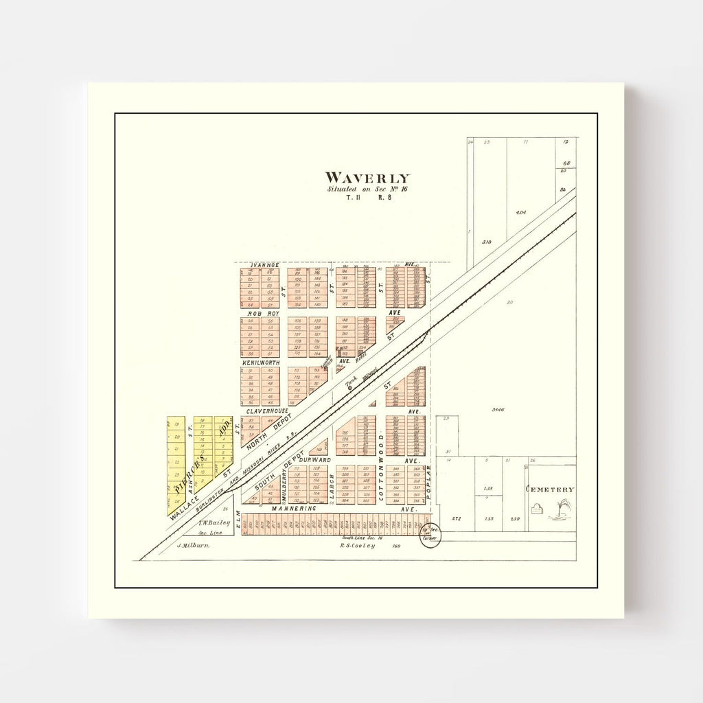 Vintage Map of Waverly, Nebraska 1903