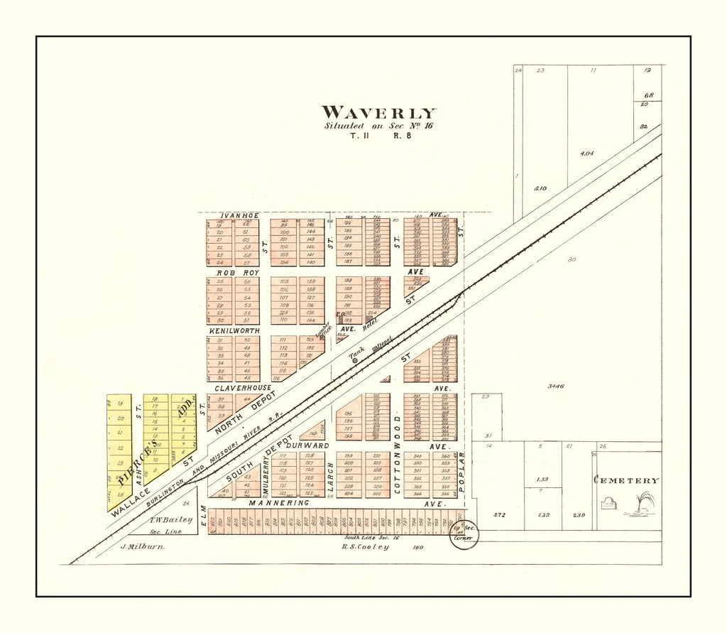 Vintage Map of Waverly, Nebraska 1903