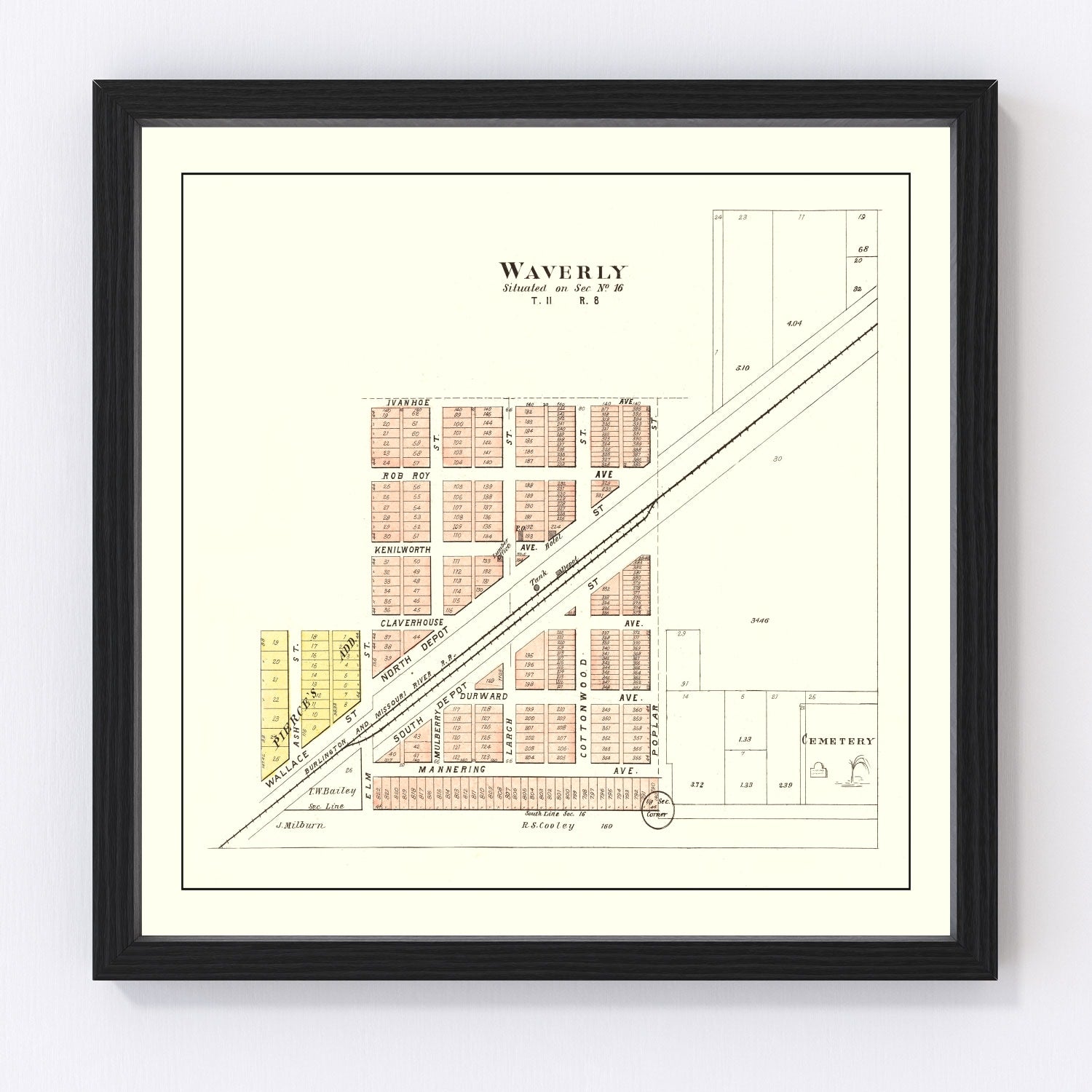 Vintage Map of Waverly, Nebraska 1903