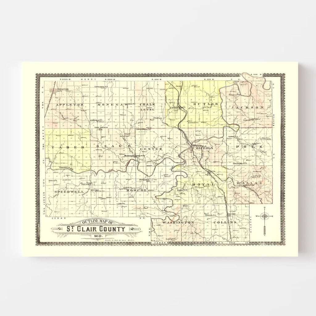 Vintage Map of Saint Clair County, Missouri 1903
