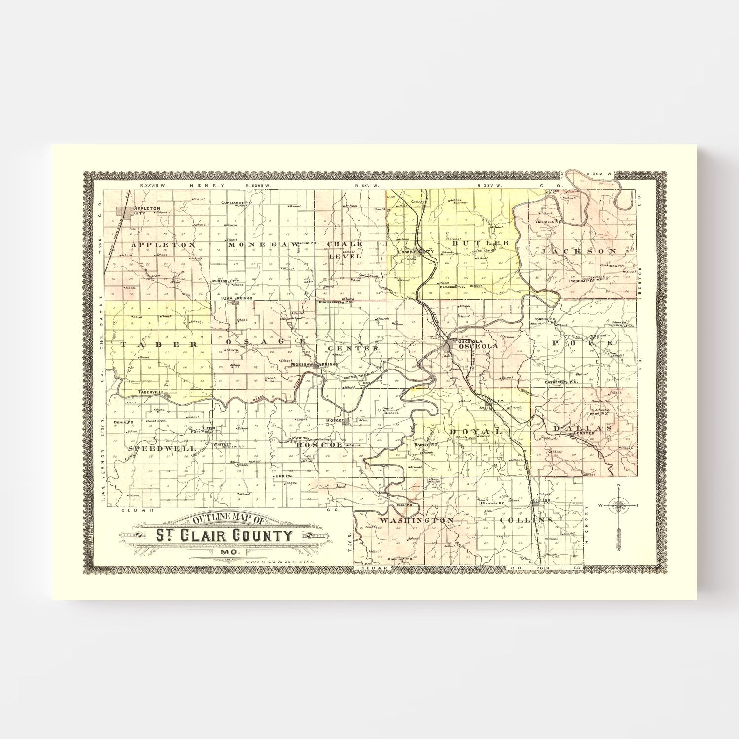 Vintage Map of Saint Clair County, Missouri 1903