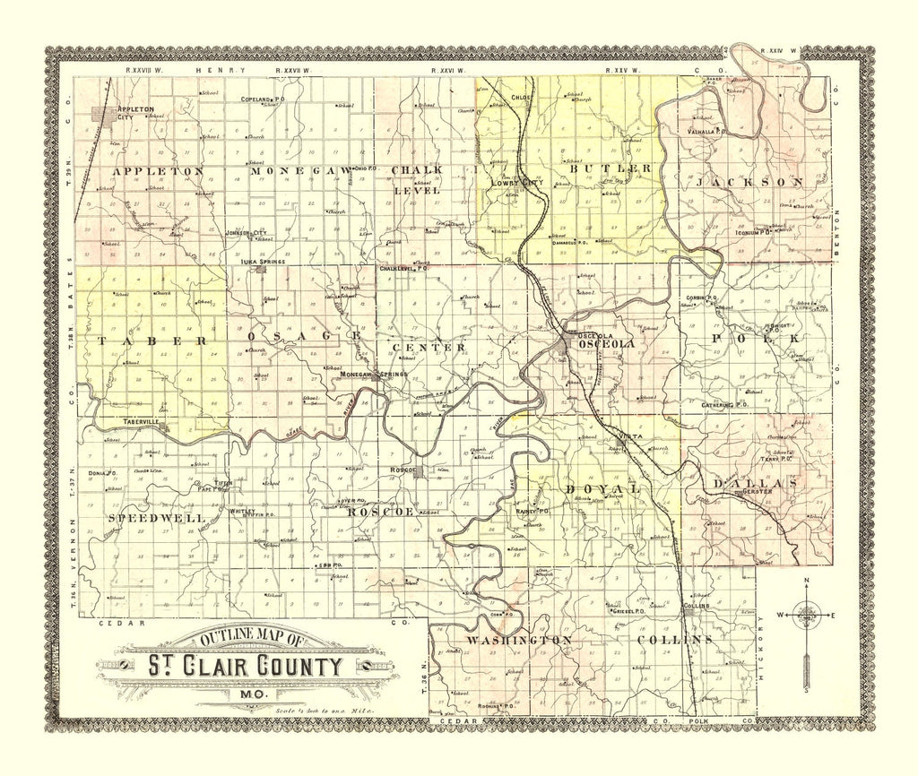 Vintage Map of Saint Clair County, Missouri 1903