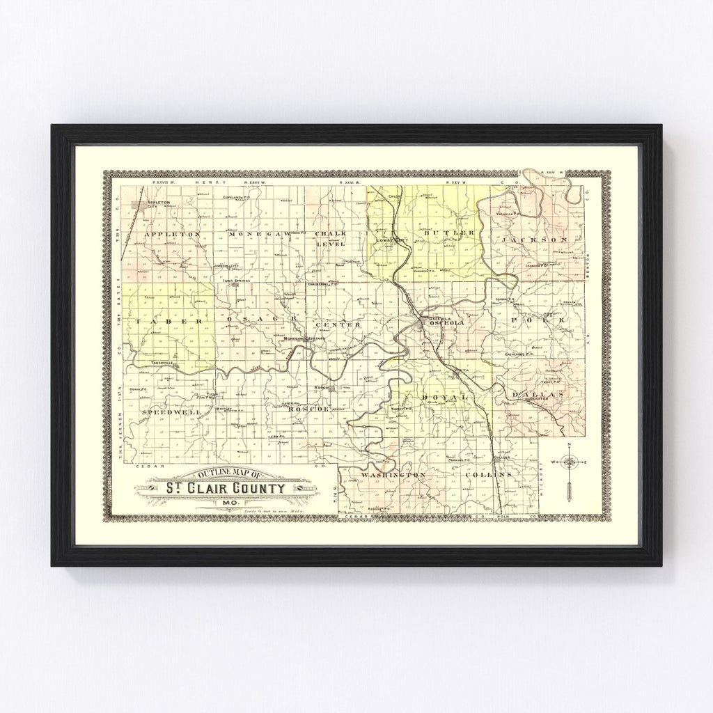 Vintage Map of Saint Clair County, Missouri 1903