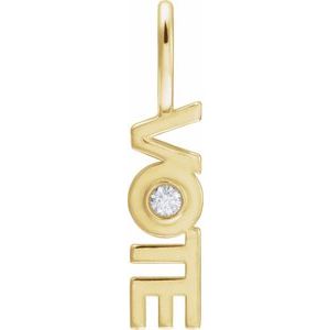 14K Yellow Gold 2 mm Round Accented Vote Charm/Pendant Mounting – image 7