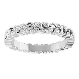 14K White 3.2 mm Floral Band Size 7