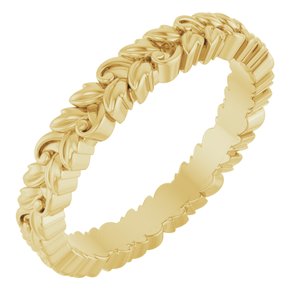 18K Yellow 3.2 mm Floral Band Size 7