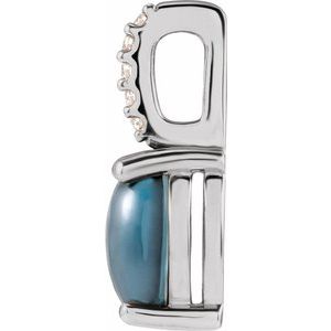 Platinum 6x4 mm Natural London Blue Topaz & .02 CTW Natural Diamond Charm/Pendant
