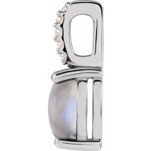 Sterling Silver 7x5 mm Natural Rainbow Moonstone & .02 CTW Natural Diamond Charm/Pendant