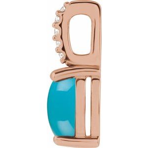 14K Rose 8x6 mm Natural Turquoise & .02 CTW Natural Diamond Charm/Pendant