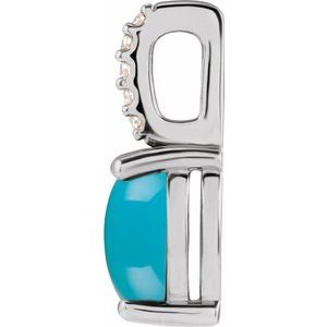 Platinum 9x7 mm Natural Turquoise & .02 CTW Natural Diamond Charm/Pendant
