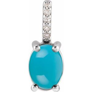 Sterling Silver 5x3 mm Natural Turquoise & .02 CTW Natural Diamond Charm/Pendant