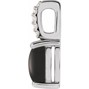 Sterling Silver 9x7 mm Natural Black Onyx & .02 CTW Natural Diamond Charm/Pendant
