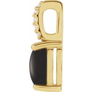 14K Yellow 5x3 mm Natural Black Onyx & .02 CTW Natural Diamond Charm/Pendant