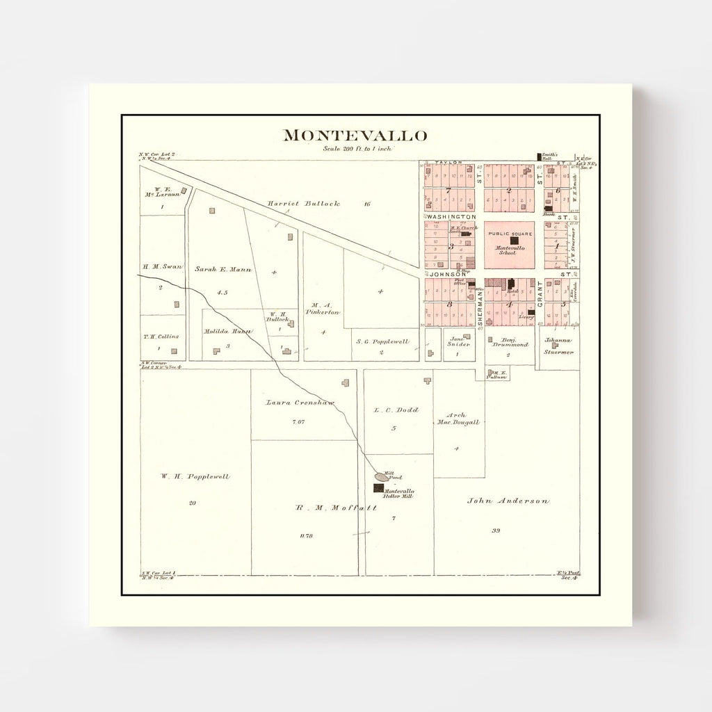 Vintage Map of Montevallo, Missouri 1903