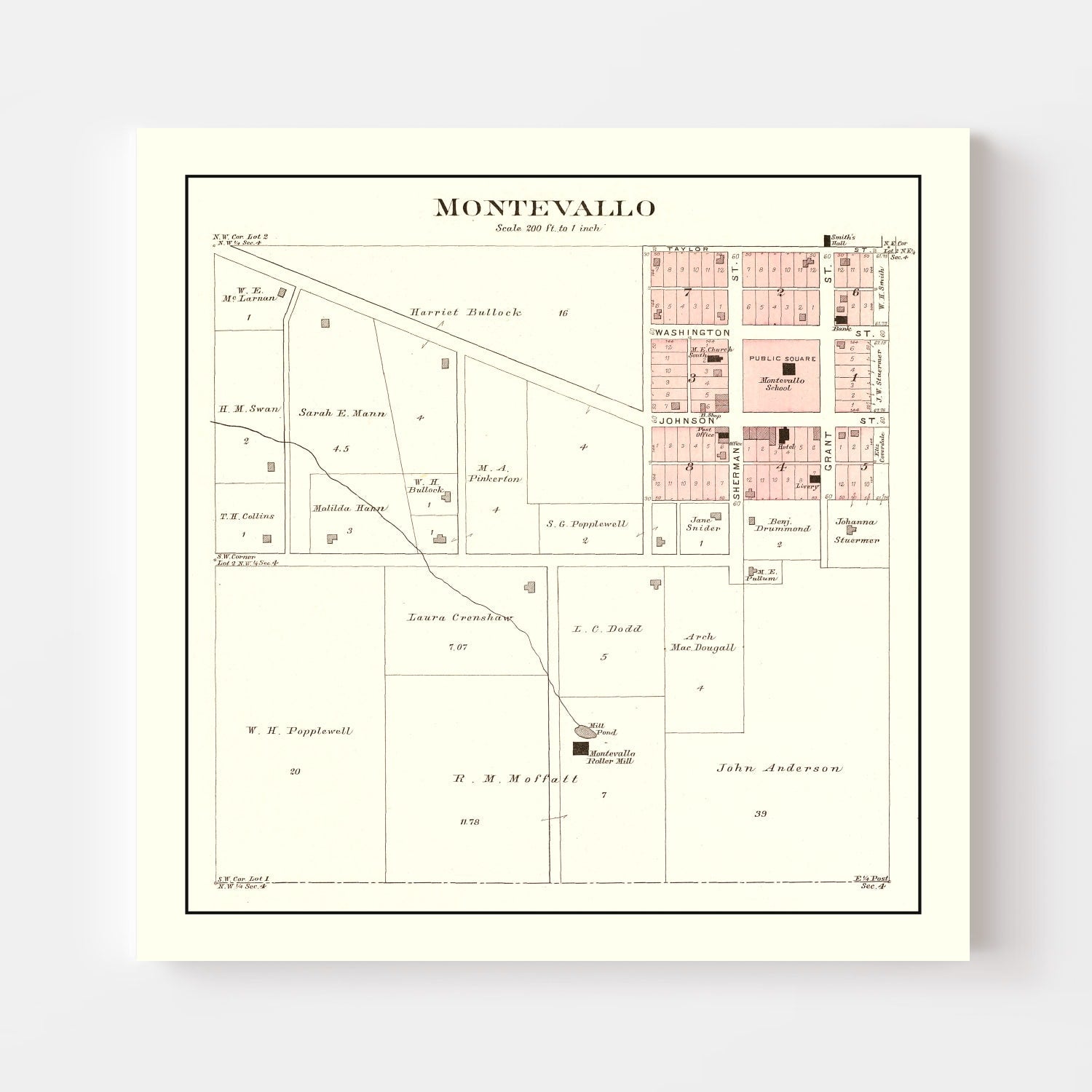 Vintage Map of Montevallo, Missouri 1903