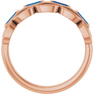 14K Rose Gold Lab-Grown Blue Sapphire Chain Link Ring