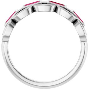Platinum Lab-Grown Ruby Chain Link Ring