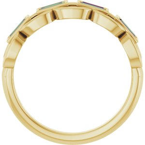 14K Yellow Gold Lab-Grown Alexandrite Chain Link Ring