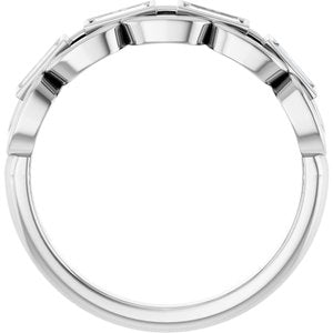 14K White Gold Lab-Grown Moissanite Chain Link Ring