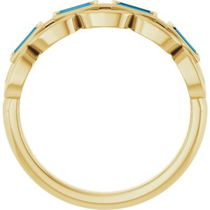 14K Yellow Gold Natural London Blue Topaz Chain Link Ring