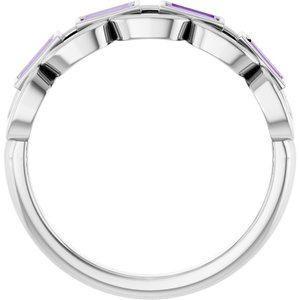Sterling Silver Lab-Grown Purple Sapphire Chain Link Ring