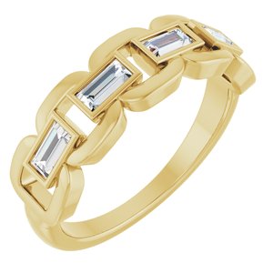 14K Yellow Gold Lab-Grown Moissanite Chain Link Ring