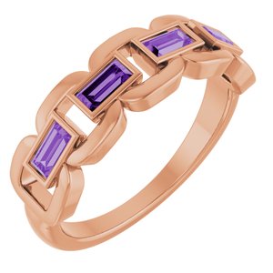 14K Rose Gold Lab-Grown Purple Sapphire Chain Link Ring