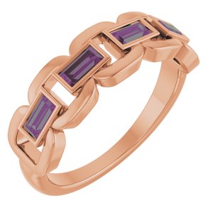 14K Rose Gold Lab-Grown Alexandrite Chain Link Ring