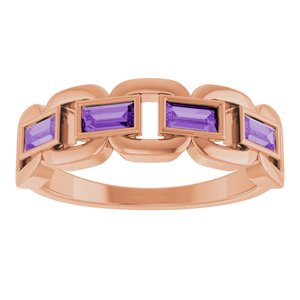 14K Rose Gold Lab-Grown Purple Sapphire Chain Link Ring