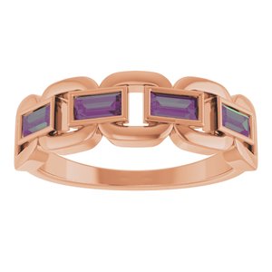14K Rose Gold Lab-Grown Alexandrite Chain Link Ring