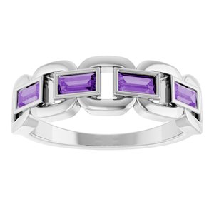 Platinum Lab-Grown Purple Sapphire Chain Link Ring
