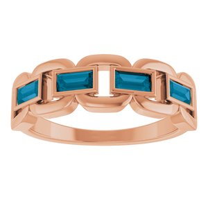 14K Rose Gold Natural London Blue Topaz Chain Link Ring