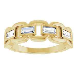 14K Yellow Gold Lab-Grown Moissanite Chain Link Ring