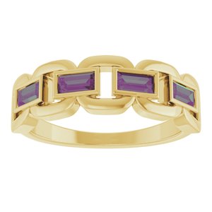 14K Yellow Gold Lab-Grown Alexandrite Chain Link Ring