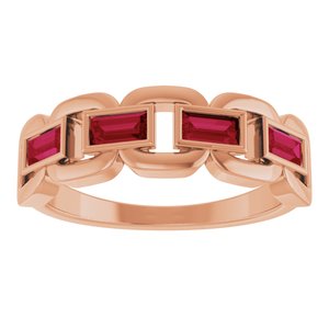 14K Rose Gold Lab-Grown Ruby Chain Link Ring