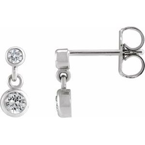 14K White Gold Natural White Sapphire & .05 CTW Natural Diamond Two-Stone Earrings