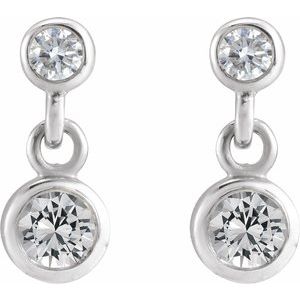 Platinum Natural White Sapphire & .05 CTW Natural Diamond Two-Stone Earrings – image 2