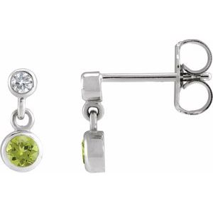 Platinum Natural Peridot & .05 CTW Natural Diamond Two-Stone Earrings