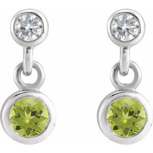Platinum Natural Peridot & .05 CTW Natural Diamond Two-Stone Earrings – image 2