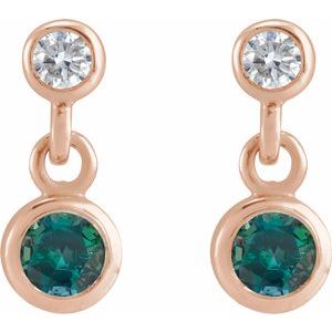 14K Rose Gold Lab-Grown Alexandrite & .05 CTW Natural Diamond Two-Stone Earrings