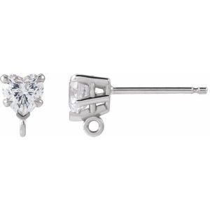 14K White 1/5 CT Natural Diamond Earring Top