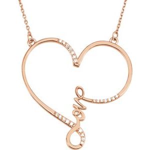14K Rose Gold 1/8 CTW Natural Diamond Infinity-Inspired Love Heart 18" Necklace