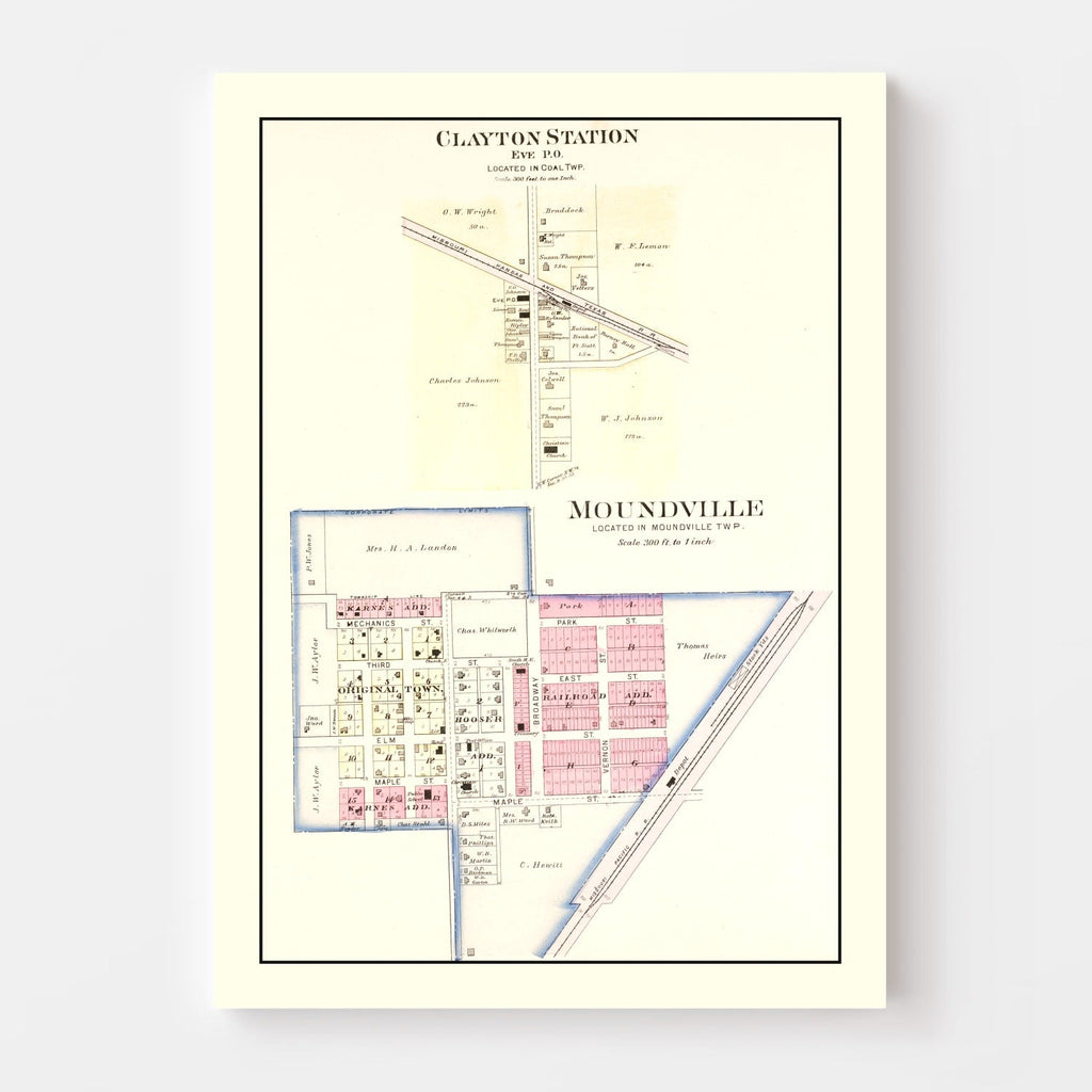 Vintage Map of Moundville, Missouri 1903