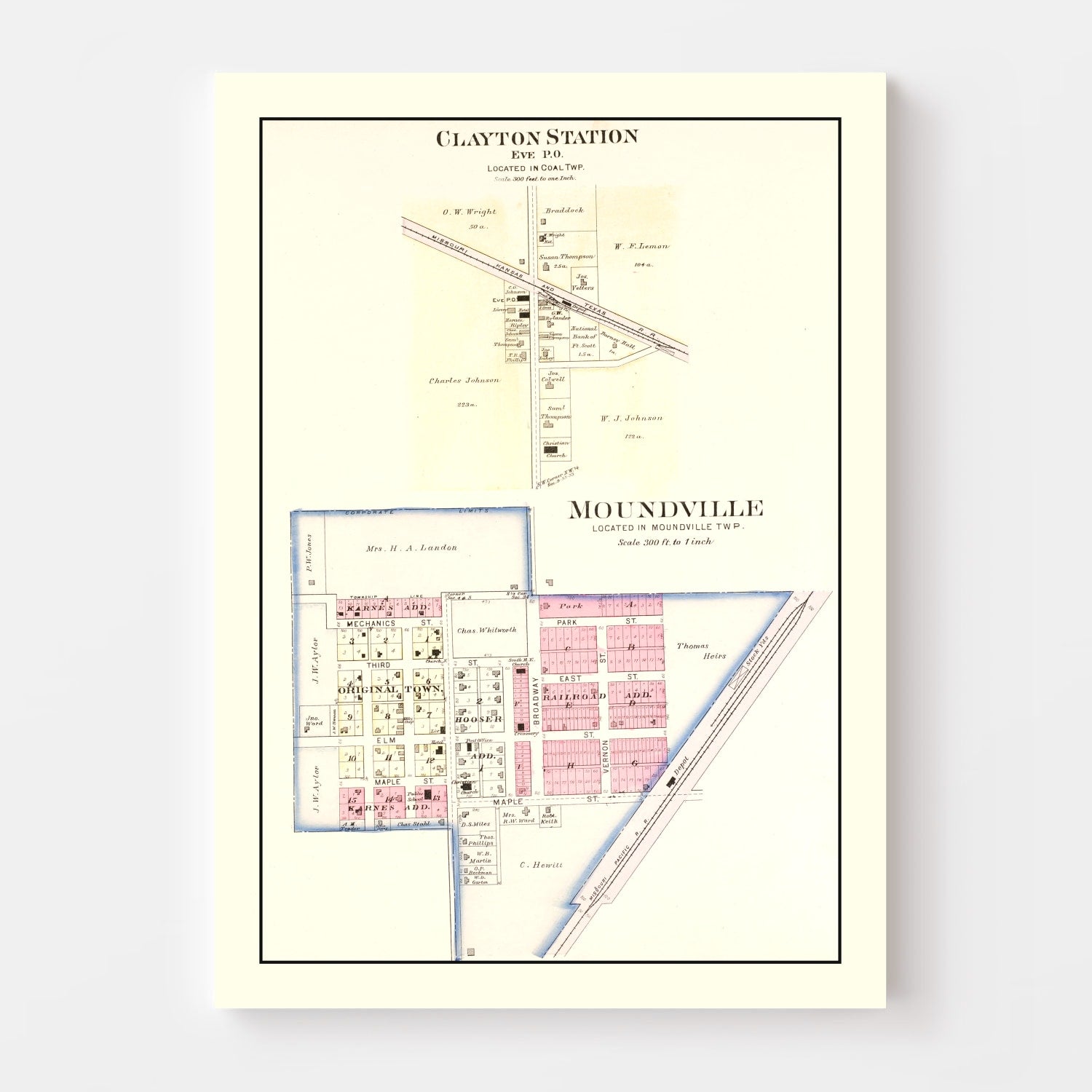 Vintage Map of Moundville, Missouri 1903
