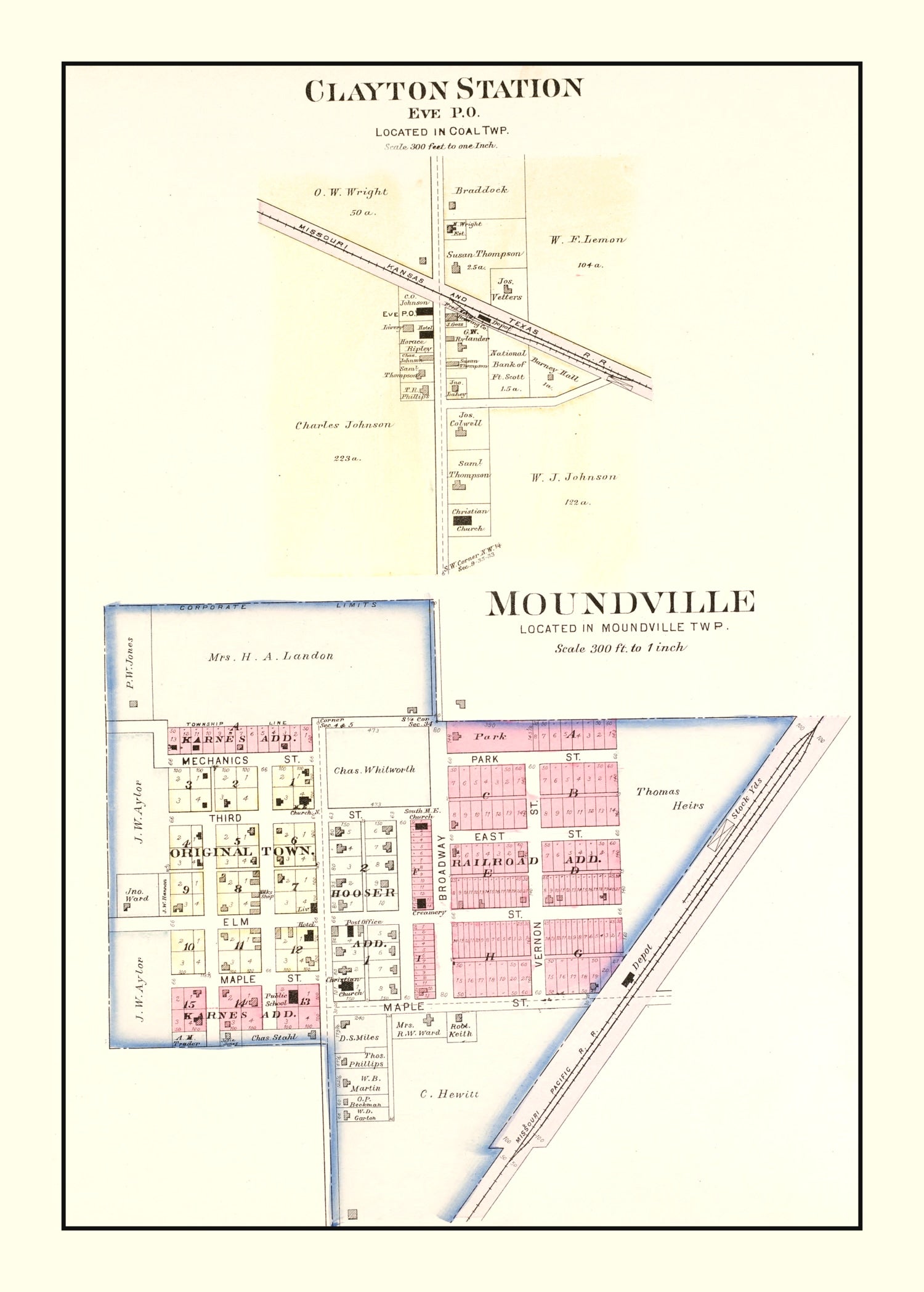 Vintage Map of Moundville, Missouri 1903