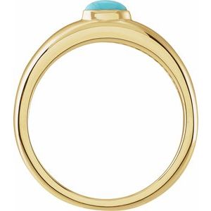 14K Yellow Gold Natural Turquoise Cabochon Dome Ring