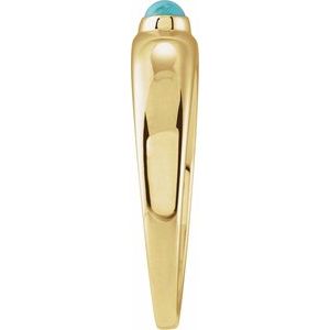 14K Yellow Gold Natural Turquoise Cabochon Dome Ring