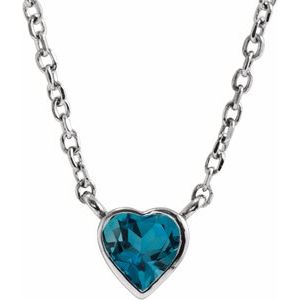 14K White Natural London Blue Topaz Bezel-Set 16-18" Necklace