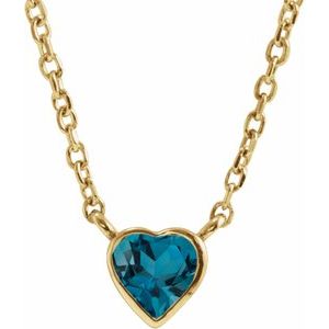 14K Yellow Natural London Blue Topaz Bezel-Set 16-18" Necklace